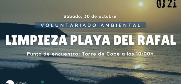 NNGG Águilas organiza una limpieza de la playa del Rafal para este sábado, 30 de octubre