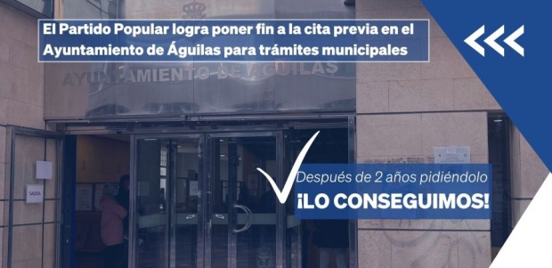 Tras dos años solicitándolo el Partido Popular se pone fin a la cita previa en el ayuntamiento para realizar trámites municipales