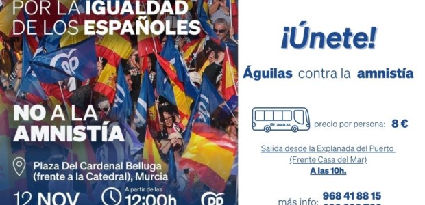 Reverte: “Águilas se suma a la movilización que realizará el PP este domingo en Murcia para mostrar nuestro rechazo a la amnistía”
